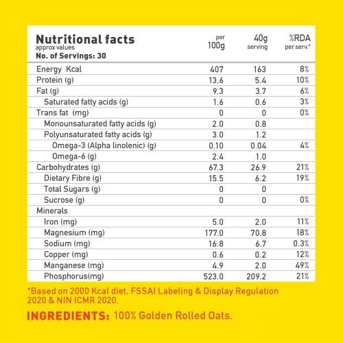 Yogabar: Rolled oats 100% -1kg pouch
