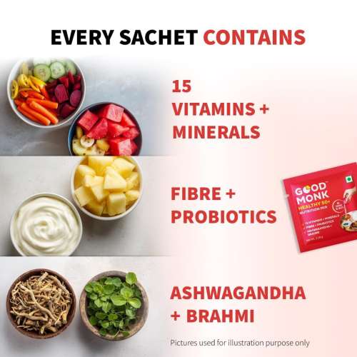 Good Monk: Healthy 50+ Nutrition Mix : Clinically Designed to Improve Energy, Bone & Gut Health | 30 Sachets