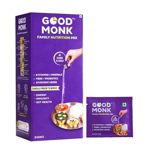 Good Monk: Family Nutrition Mix: Clinically Proven to improve Energy, Immunity & Gut Health | 30 Sachets