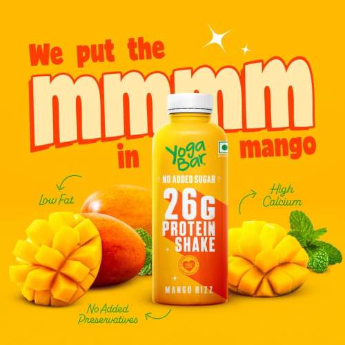 Yogabar: Mango Rizz Protein Shake 26gm, 250ml Pack of 6