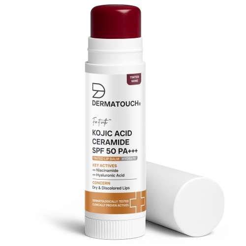 Dermatouch: Kojic Acid Ceramide SPF 50 PA+++ Cherry Red Lip Balm - 5gm | Moisturizing  Sun Protection  Nourishing | Reduces Pigmentation & Heals Dry Lips