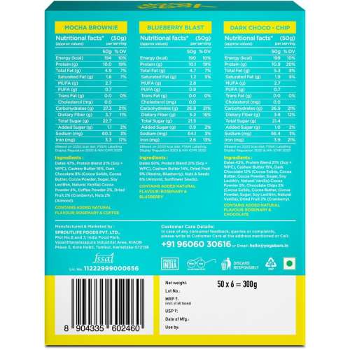 Yogabar: Protein, Variety Pack Protein Bar 20gm Pack of 6