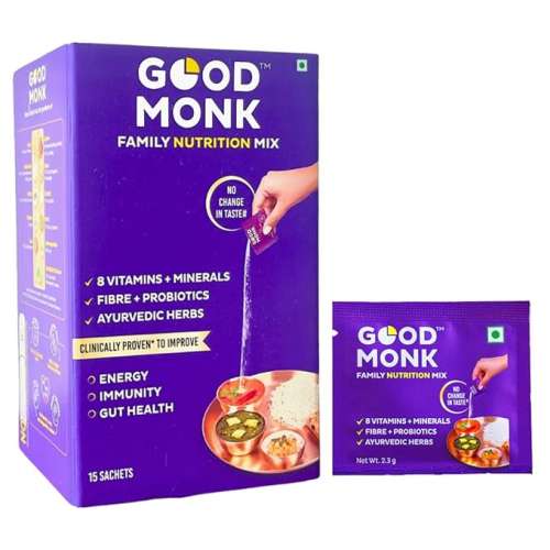 Good Monk: Family Nutrition Mix: Clinically Proven to improve Energy, Immunity & Gut Health | 15 Sachets