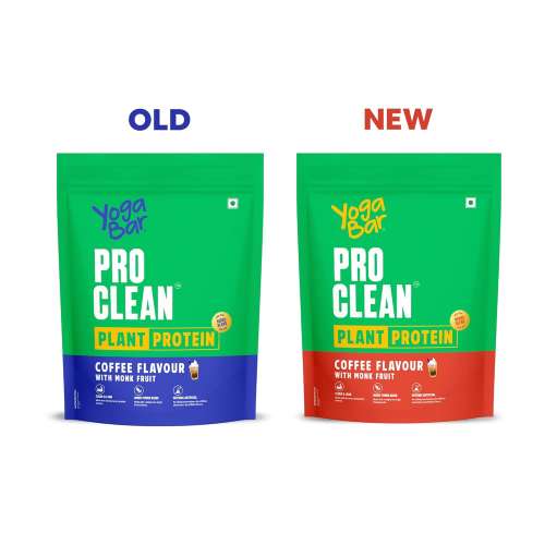 Yogabar: ProClean Plant Protein Powder 500gm | 25gm Protein Per Serve - Coffee Flavour with Monk Fruit Sweetener