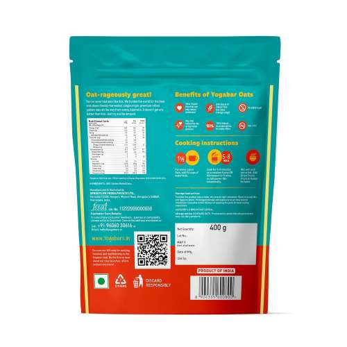 Yogabar: Rolled Plain Oats 100% - 400gm