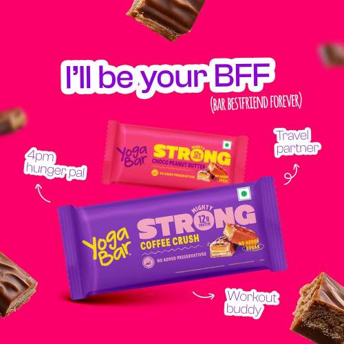 Yogabar: Enrobed Bars - Coffee Strong 12gm Protein Bars Pack of 6