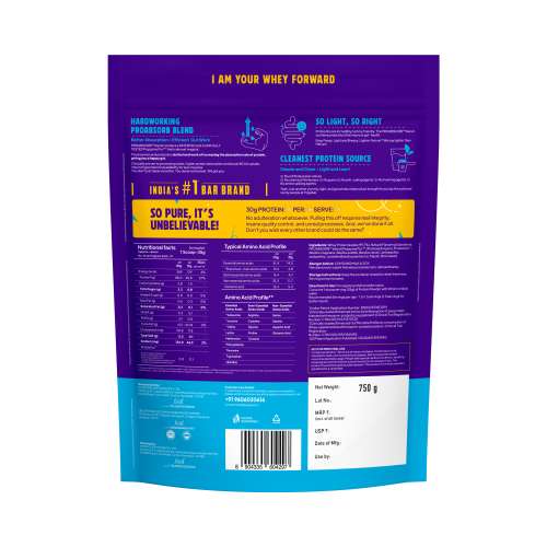 Yogabar: Whey Protein - Pro Clean Isolate 750G Standy Pouch (MRP 4999)