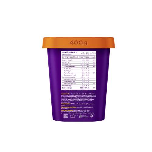 Yogabar: Crunchy Dark Chocolate Peanut Butter 400gm