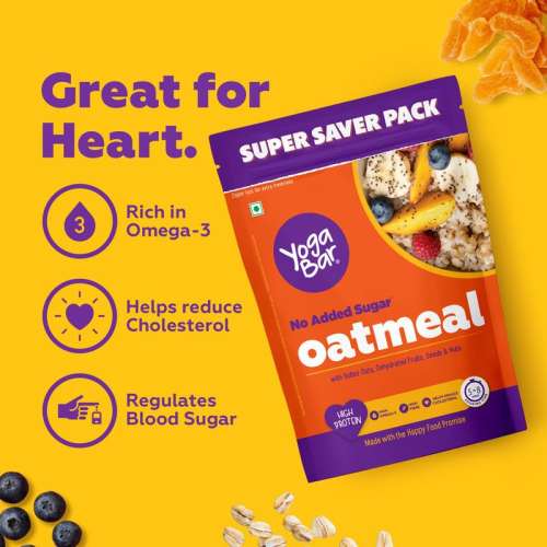 Yogabar: No Added Sugar Oatmeal 1kg - with Alphonso Mango, Chia Seeds and Fruits & Berries