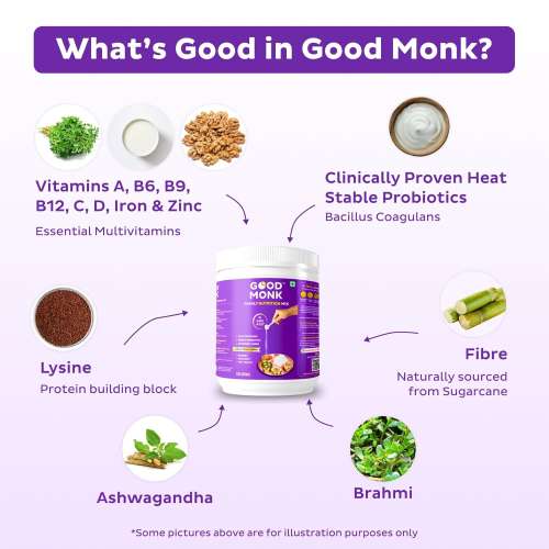 Good Monk: Family Nutrition Mix: Clinically Proven to improve Energy, Immunity & Gut Health | 120 Serves Jar