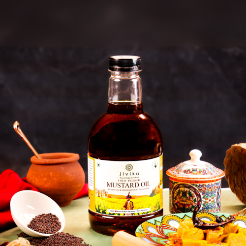Jivika Pure: Mustard Oil Wood Pressed - Cold Pressed Oils 1Ltr each Pack of 2