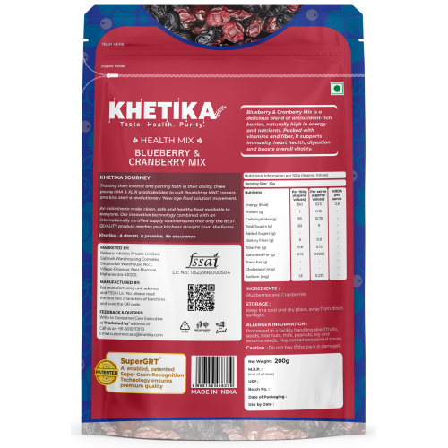 KHETIKA: Premium Cranberry and Blueberry Mix 200gm