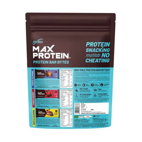 RiteBite Max Protein: Mini Protein Bar Bytes 5gm | Trial Pack of 10 | 5gm Protein, Zero Added Sugar | Also Includes New Date & Almond Flavor | 244gm