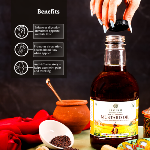 Jivika Pure: Mustard Oil (Wood Pressed/Cold Pressed)  1Ltr