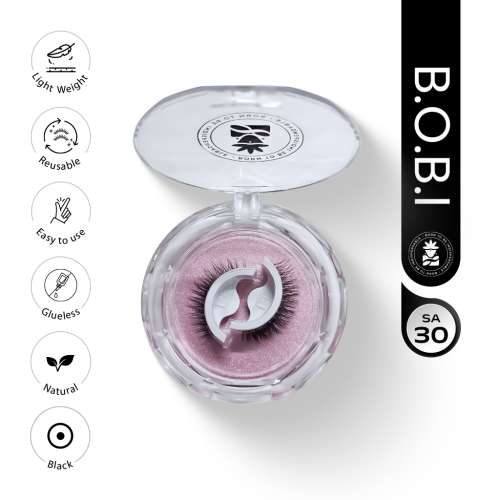 BOBI: Self Adhesive Eyelashes SA30 Cat Eye  Winged Corner Volume | Elongated Eye Look | No Glue | Reusable | Quick Stick-On Style 20gm