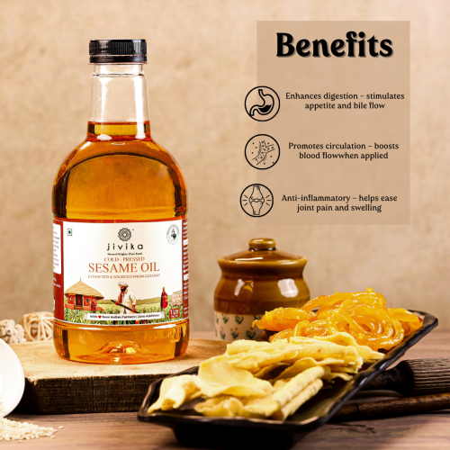 Jivika Pure: Sesame Oil (Wood Pressed/Cold Pressed)  1Ltr