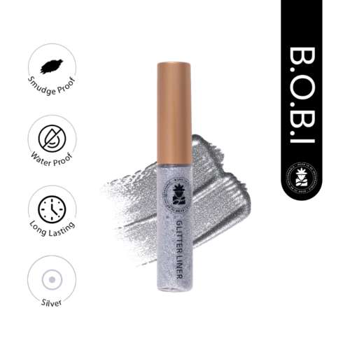 BOBI: Silver Glitter Eyeliner - High-Shine Sparkle Finish | Long-Lasting Waterproof Formula | 5 ml