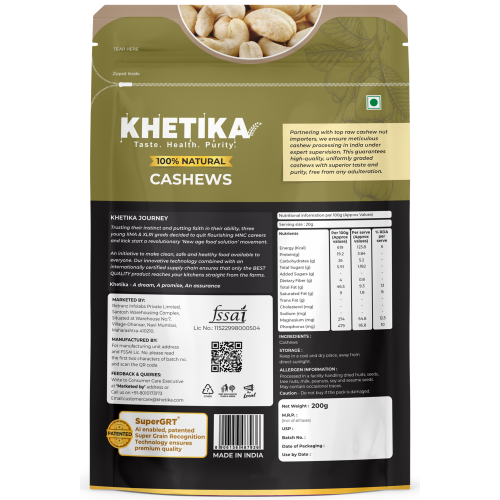 KHETIKA: Premium Naturale Cashew 200gm