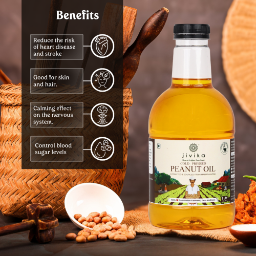 Jivika Pure: Peanut Oil Cold Pressed - Cold Pressed Oils 1Ltr  each Pack of 2