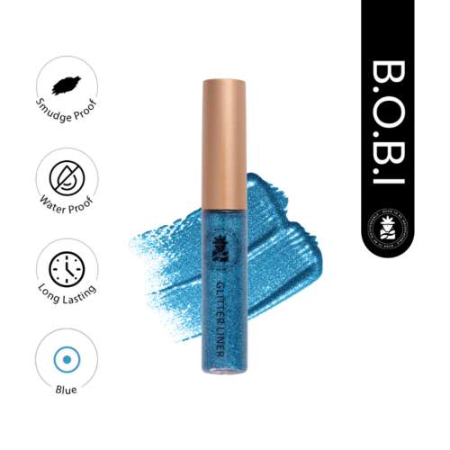 BOBI: Blue Glitter Eyeliner - High-Shine Sparkle Finish | Long-Lasting Waterproof Formula | 5 ml