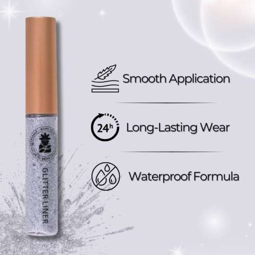 BOBI: Silver Glitter Eyeliner - High-Shine Sparkle Finish | Long-Lasting Waterproof Formula | 5 ml