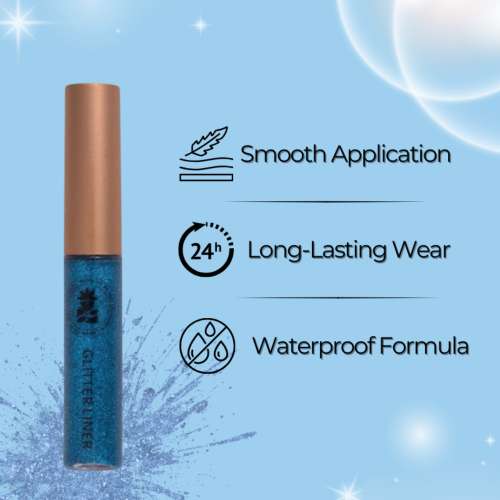 BOBI: Blue Glitter Eyeliner - High-Shine Sparkle Finish | Long-Lasting Waterproof Formula | 5 ml