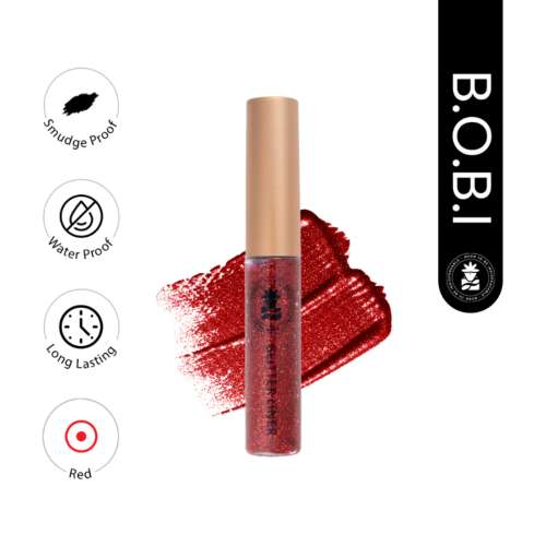 BOBI: Red Glitter Eyeliner - High-Shine Sparkle Finish | Long-Lasting Waterproof Formula | 5 ml