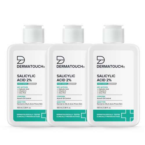 Dermatouch: Dermatouch Salicylic Acid 2% Face Wash | For Acne & Oil Control | Suitable To All Skin Types | For Both Men & Women | 100ml  Pack Of 3