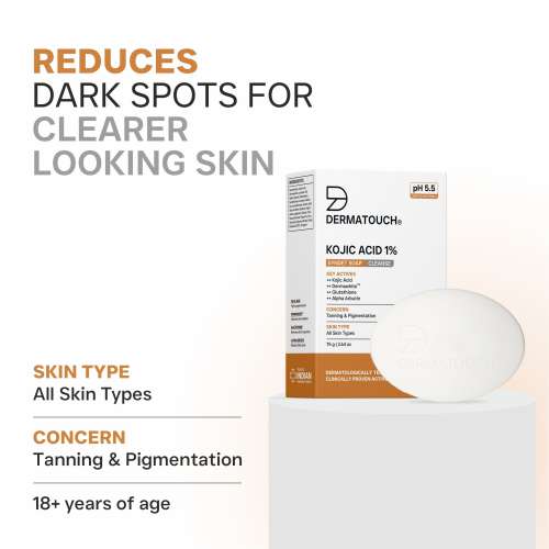 Dermatouch: DERMATOUCH Kojic Acid 1% Soap with Glutathione | For Pigmentation & Sun damage | Soap for Men & Women | Suitable for All Skin Types | 75gm  Pack of 6