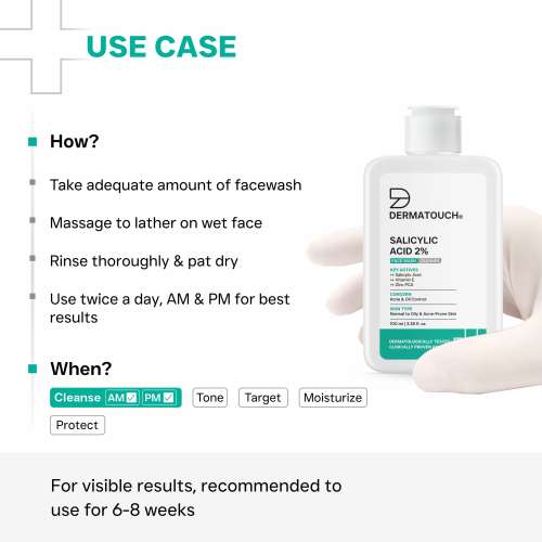 Dermatouch: Dermatouch Salicylic Acid 2% Face Wash | For Acne & Oil Control | Suitable To All Skin Types | For Both Men & Women | 100ml  Pack Of 2