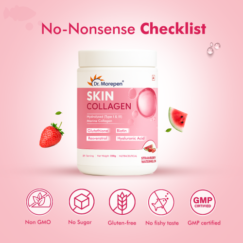 Dr. Morepen: Marine Skin Collagen Protein Pineapple 250gm (Jar)