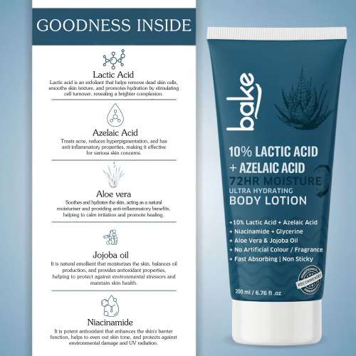 Bake Cosmetics: 10% Lactic Acid Body Lotion for Bumpy Skin, Exfoliates & Reduces Body Acne