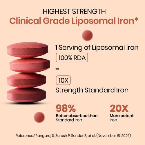 Vlado's Himalayan Organics: Vlado's Himalayan Organics Liposomal Iron supplement with Vitamin C,B12,Zinc & Folic Acid | Boost Hemoglobin Levels | Improves Concentration Level,Energy & Blood Building-100 Veg Tablets