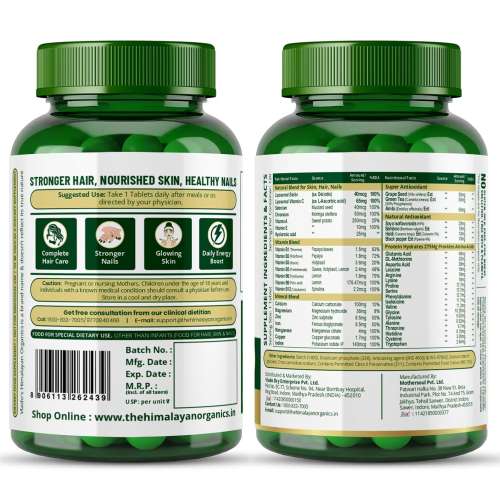 Vlado's Himalayan Organics: Vlados Himalayan Organic Liposomal Biotin 10000 MCG Supplement For Men And Women With Amino Acids+Multivitamin+Multimineral For Healthy Hair, Skin & Nails -120 Vegetarian Tablets