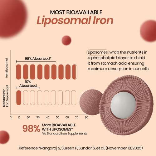Vlado's Himalayan Organics: Vlado's Himalayan Organics Liposomal Iron supplement with Vitamin C,B12,Zinc & Folic Acid | Boost Hemoglobin Levels | Improves Concentration Level,Energy & Blood Building-100 Veg Tablets