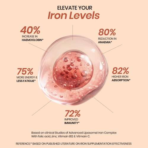 Vlado's Himalayan Organics: Vlado's Himalayan Organics Liposomal Iron supplement with Vitamin C,B12,Zinc & Folic Acid | Boost Hemoglobin Levels | Improves Concentration Level,Energy & Blood Building-100 Veg Tablets