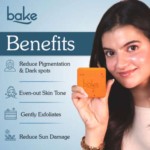 Bake Cosmetics: 2% Kojic Acid Scrub Soap for Pigmentation, Dark Spots & Tan Removal with Alpha Arbutin & MelasaRx-(Pack of 1 - 100gm )