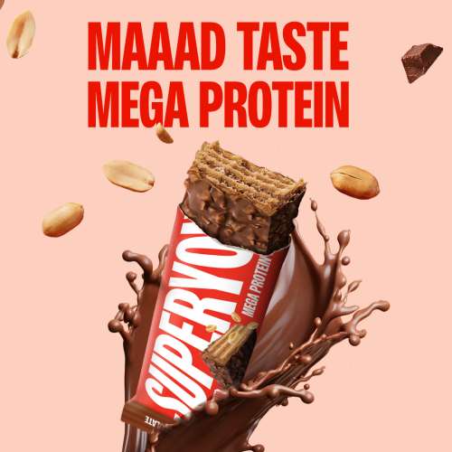 SuperYou: Nutty Chocolate Mega Protein Wafer Bar (Pack of 6) 20gm Protein , 4.8gm Fibre, No Added Sugar | Yeast Fermented Protein|Energy Bars|Crunchy Wafer Bar|100% Vegetarian|No Palm Oil | 360gm