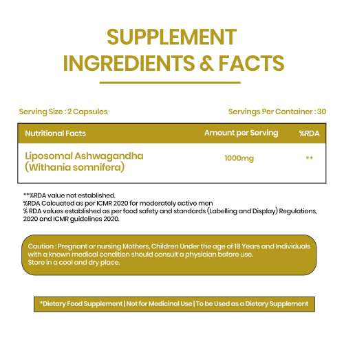 Vlado's Himalayan Organics: Vlado's Himalayan Organics Liposomal Ashwagandha 1000mg/Serve || Energy & Endurance || 60 Veg Capsules