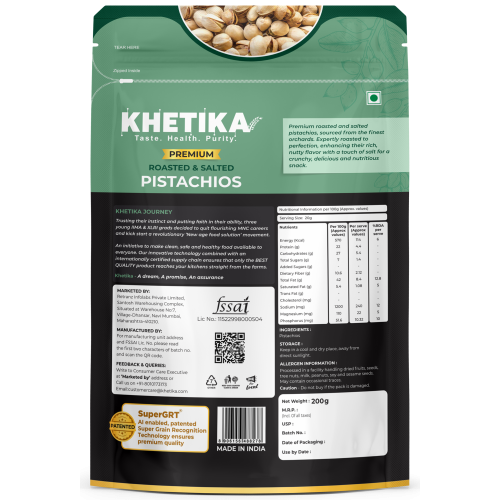 KHETIKA: Premium Roasted & Salted Pistachios  200gm