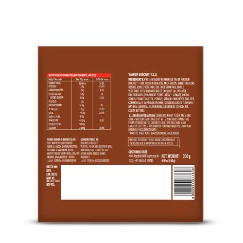 SuperYou: Nutty Chocolate Mega Protein Wafer Bar (Pack of 6) 20gm Protein , 4.8gm Fibre, No Added Sugar | Yeast Fermented Protein|Energy Bars|Crunchy Wafer Bar|100% Vegetarian|No Palm Oil | 360gm