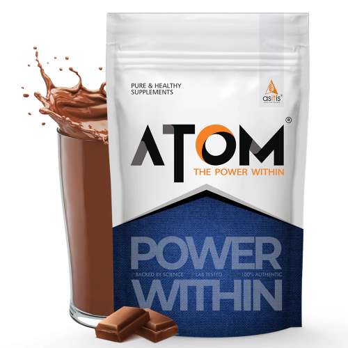 AS-IT-IS Nutrition: ATOM PWR Whey Protein with Enzymes, 24g Protein, 11g EAA, Lean Muscle Gains & Rapid Recovery, Easy Digest, 1Kg Double Rich Chocolate