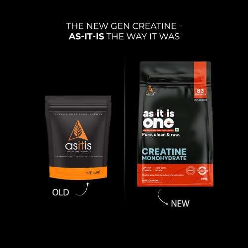 AS-IT-IS Nutrition: One Creatine Monohydrate - 250g Unflavoured I Pure & Micronized I Rapid Absorption,  Supports Enhanced Muscle Strength, Stamina & Muscle Growth