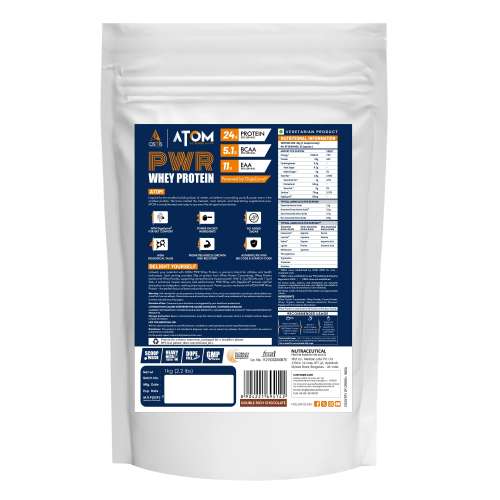 AS-IT-IS Nutrition: ATOM PWR Whey Protein with Enzymes, 24g Protein, 11g EAA, Lean Muscle Gains & Rapid Recovery, Easy Digest, 1Kg Double Rich Chocolate