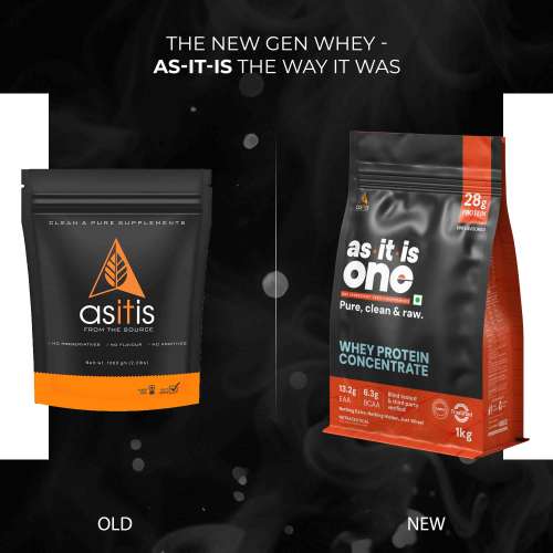 AS-IT-IS Nutrition: ONE Whey Protein Concentrate I Pure, Clean & Raw I 28g Protein per Serve, Unflavoured 1kg I Labdoor & Trustified Certified I No Amino Spike OR Heavy Metals I Protein for All Ages Adults