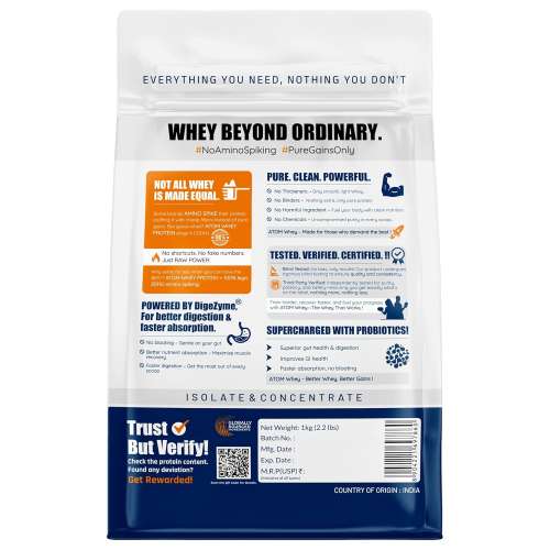 AS-IT-IS Nutrition: ATOM Whey Protein 1kg | 27g protein | Isolate & Concentrate | Double Rich Chocolate | USA Labdoor Certified | With Digestive Enzymes for better absorption