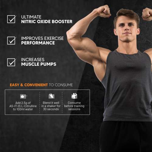 AS-IT-IS Nutrition: 100% L-Citrulline Powder, Pre-workout Supplement, Pure 2.5 grams Amino Acid for Muscle Growth, Boosts Nitric Oxide - Unflavored, Single Ingredient- 250 grams (100 servings)