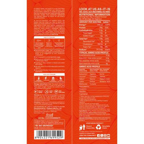 AS-IT-IS Nutrition: ONE Whey Protein Concentrate I Pure, Clean & Raw I 28g Protein per Serve, Unflavoured 1kg I Labdoor & Trustified Certified I No Amino Spike OR Heavy Metals I Protein for All Ages Adults