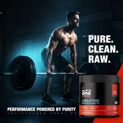 AS-IT-IS Nutrition: One Creatine Monohydrate - 150g I Pure & Micronized I Rapid Absorption,  Supports Enhanced Muscle Strength, Stamina & Muscle Growth I Unflavoured