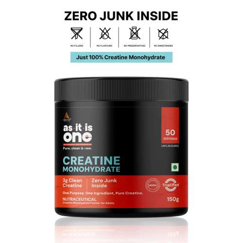 AS-IT-IS Nutrition: One Creatine Monohydrate - 150g I Pure & Micronized I Rapid Absorption,  Supports Enhanced Muscle Strength, Stamina & Muscle Growth I Unflavoured